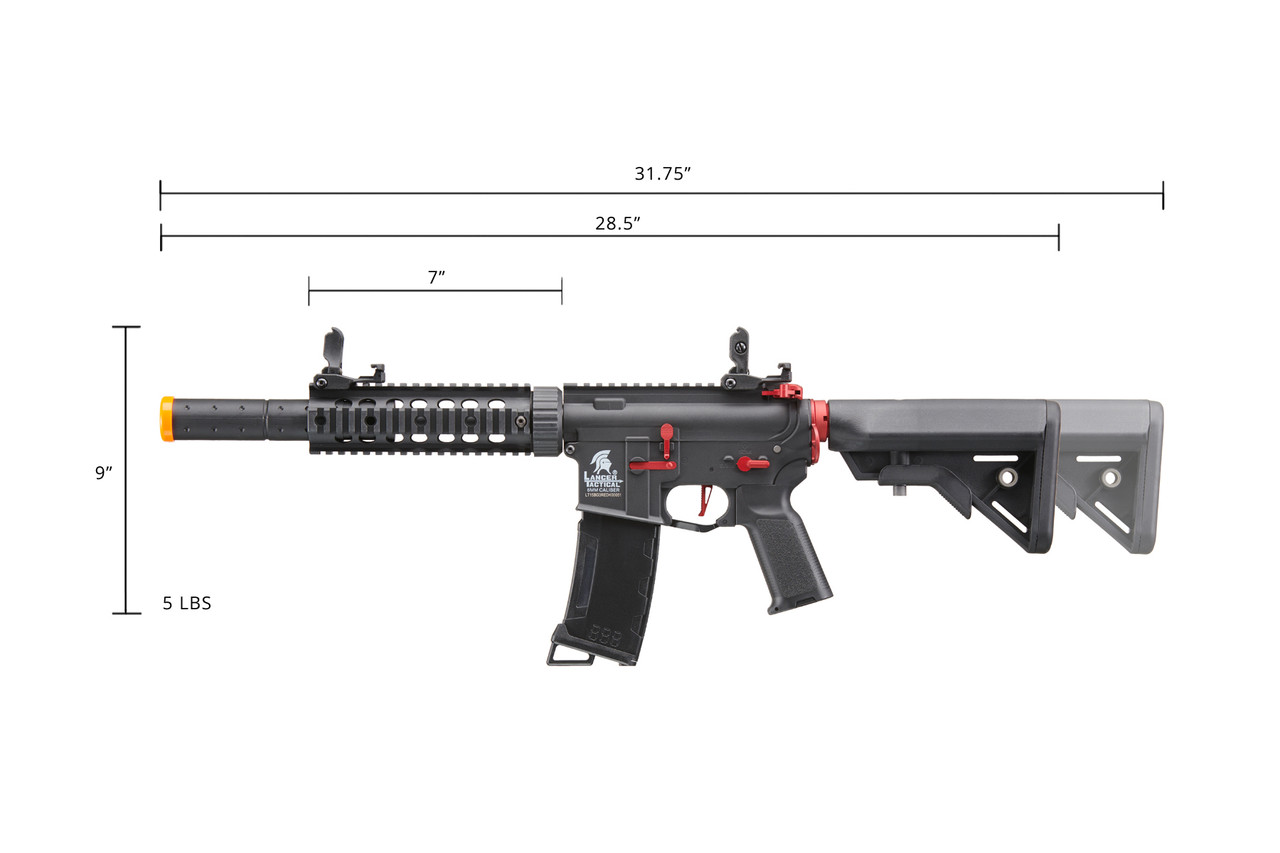 LANCER TACTICAL GEN 3 M4 CARBINE SD AEG AIRSOFT RIFLE - BLACK/RED