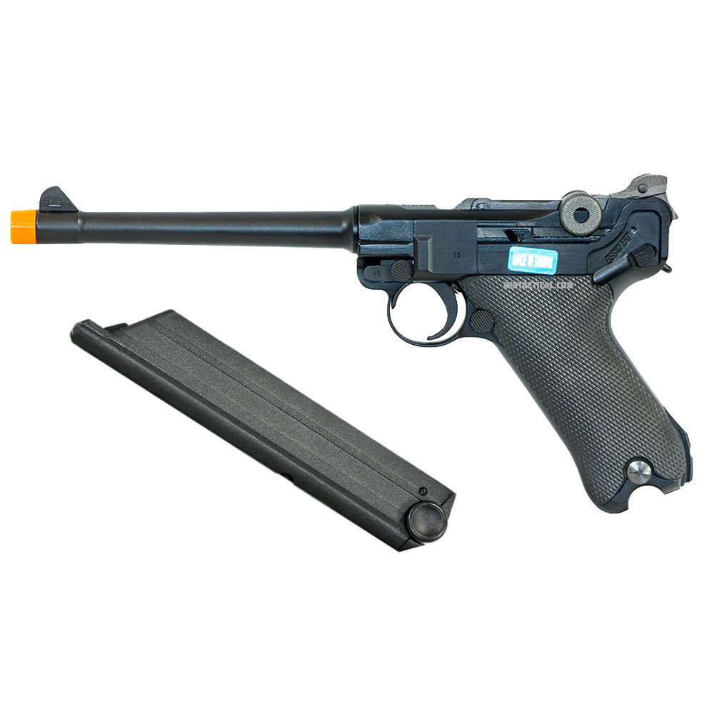 WETECH LUGER GREEN GAS BLOWBACK AIRSOFT PISTOL BLACK low price of