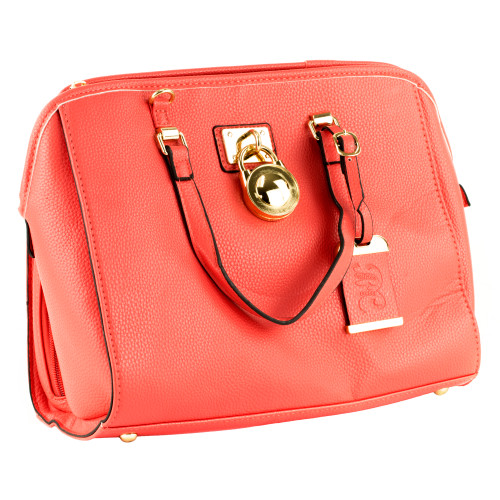 Bulldog Satchel Style Purse Coral