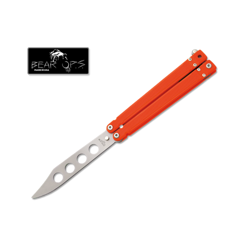 5 3/8 Bear Song Ii Orange Textured G10 Handle With Bead Blast Trainer Blade