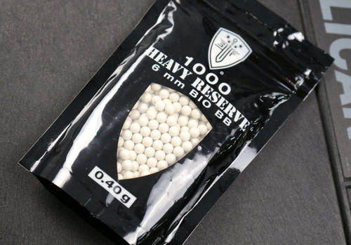 ELITE FORCE HEAVY RESERVE .40G BIODEGRADEABLE BBS 1000 COUNT WHITE ::.40G 1000 COUNT ::HEAVY RESERVE ::BIO WHITE