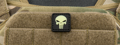 GLOW IN THE DARK SMALL PUNISHER PVC PATCH