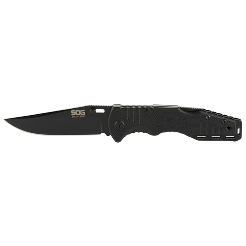 SOG KNIVES & TOOLS SALUTE MINI FOLDING KNIFE WITH 3.1" BLADE AND G10 HANDLE - HARDCASED BLACK FINISH / BLACK HANDLE