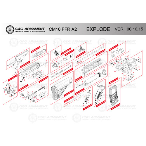 G&G AIRSOFT CM16 FFR A2 RIFLE DIAGRAM