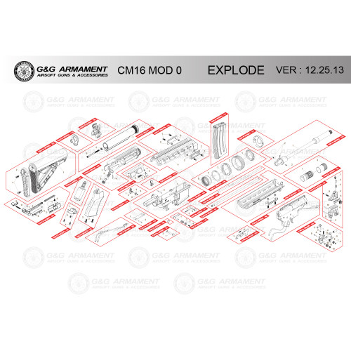 G&G AIRSOFT CM16 MOD 0 RIFLE DIAGRAM