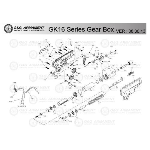 G&G AIRSOFT GK16 SERIES GEARBOX DIAGRAM