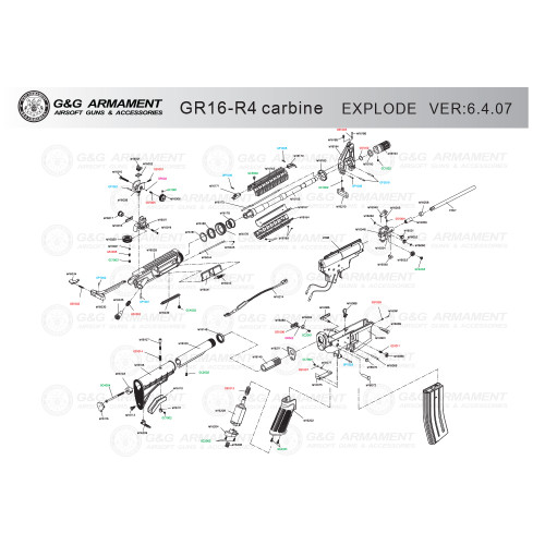 G&G AIRSOFT GR16-R4 CARBINE RIFLE DIAGRAM