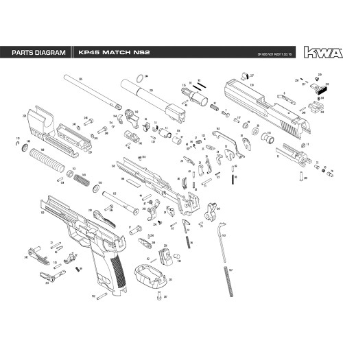 KWA AIRSOFT KP45 NS2 MATCH PISTOL DIAGRAM