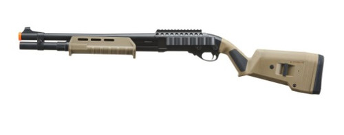 GOLDEN EAGLE M870 MP M-LOK STYLE VARIABLE 3/6 SHOT PUMP ACTION GAS AIRSOFT SHOTGUN W/ SHELL HOLDER - TAN