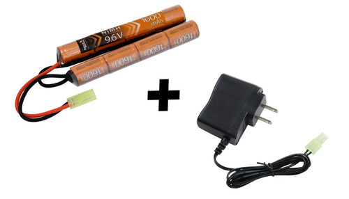 Lancer Tactical Nimh Airsoft Battery Compatible with Lancer AEG Airsoft  (9.6V, 1600 mAh Nunchuck)