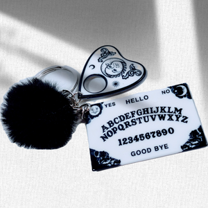 White Moon Ouija Board Keychain with White Moon Charm – view 4