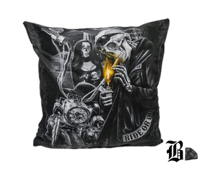 Taking a Smoke Break Biker Pillow Cover – 17x17 Throw Pillow Cover – view 3