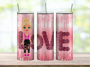 Glitter Drip Love Girl Pink Sparkle Tumbler – 20 oz Skinny Tumbler – view 3