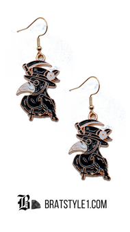 Black plague Crow 1 earrings Dangle earrings set. Unisex dangle earrings. Fashion design