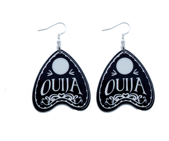 These Black and white Ouija style dangle earrings are a fashion statement piece. These dangle earrings are made of quality acrylic and have a stainless-steel hook. These earrings are so charming. The perfect addition to any jewelry box. Perfect gift for a loved one or buy for yourself.