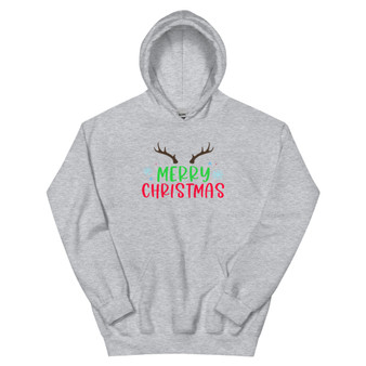 Merry Christmas Antlers unisex hoodie — cozy, festive, and perfect for the holiday season.