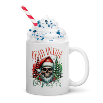 Dead inside but Jolly White glossy mug Dead inside but Jolly White glossy mug