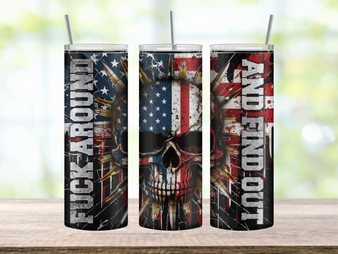 Make a bold statement with this striking American Flag and Skull Tumbler. Perfect for everyday use or special occasions, this tumbler combines patriotic symbolism with a touch of edgy flair. Crafted for durability and style, it's the ideal companion for your favorite beverages, whether you're at home, at work, or on the go.
