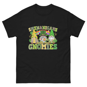 The "Shenanigans with my Gnomies" graphic adds a touch of whimsical charm to your St. Patrick's Day celebrations. Show off your festive spirit with this fun and eye-catching design.