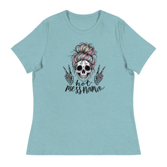 The "Hot Mess Mama" graphic adds a touch of playful humor and relatable charm. It's a stylish reminder that it's okay to embrace the imperfections of motherhood. This t-shirt is more than just clothing; it's a statement of solidarity for all the amazing moms out there.