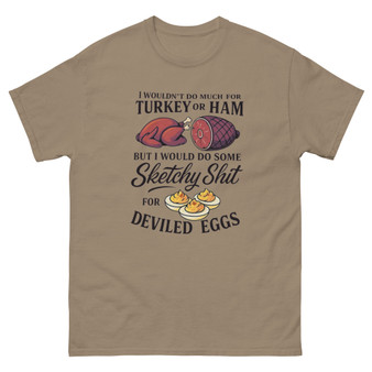 “Sketchy Stuff Deviled Eggs — funny Thanksgiving t-shirt.”