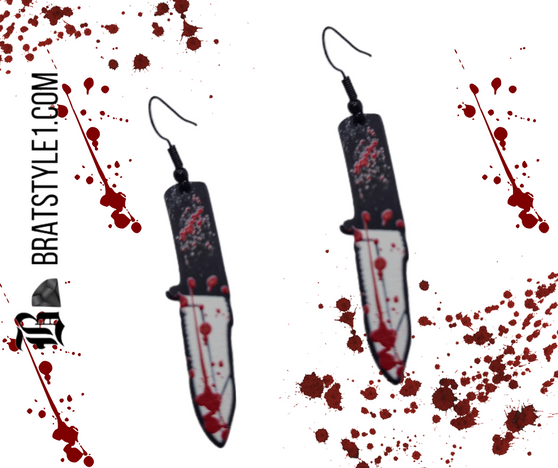 Introducing the fifth in our unique and striking "Crimson Edge" Earrings, designed to make a bold statement and leave a lasting impression. These earrings are inspired by the captivating allure of bloody knives, translating their edgy appeal into a stunning fashion accessory. While these earrings evoke a certain edginess, it's important to note that they are purely designed for aesthetic purposes and do not pose any harm. They provide a captivating and slightly rebellious touch to any outfit, allowing you to express your individuality and make a statement with your fashion choices. Embrace the unconventional and let your fashion sense speak volumes with these captivating and unique accessories. Order yours today!!