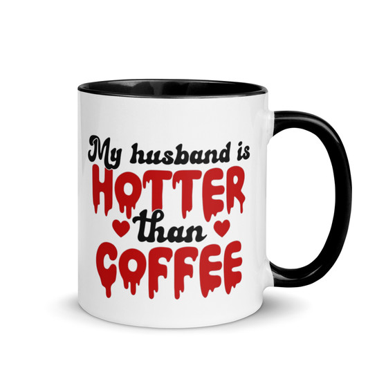 Add a splash of color to your morning coffee or tea ritual! Shop now for this amazing mug featuring the quote my husband is hotter than coffee. These ceramic mugs not only have a beautiful design on them, but also a colorful rim, handle, and inside, so the mug is bound to spice up your mug rack. Add a splash of color to your morning coffee or tea ritual! Shop now for this amazing mug featuring the quote my husband is hotter than coffee. These ceramic mugs not only have a beautiful design on them, but also a colorful rim, handle, and inside, so the mug is bound to spice up your mug rack.