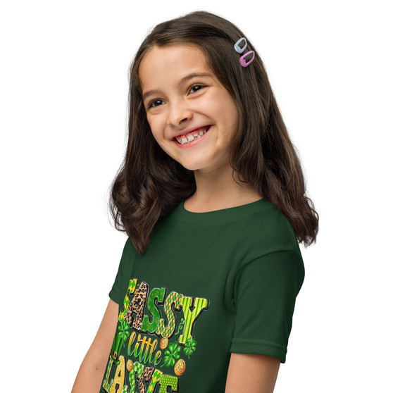 This vibrant tee features a playful "Sassy Little Lassie" graphic, adding a touch of personality to their St. Patrick's Day outfit. It's the perfect way to express their Irish pride while looking adorable. Whether they're attending a parade, enjoying a family gathering, or simply playing with friends, this t-shirt will make them feel festive and confident.