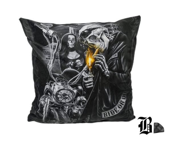 Taking a Smoke Break Biker Pillow Cover – 17x17 Throw Pillow Cover – view 3