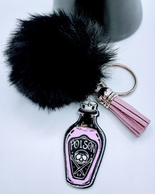 Perfect Potion Acrylic Keychain with Fur and Tassel Charm