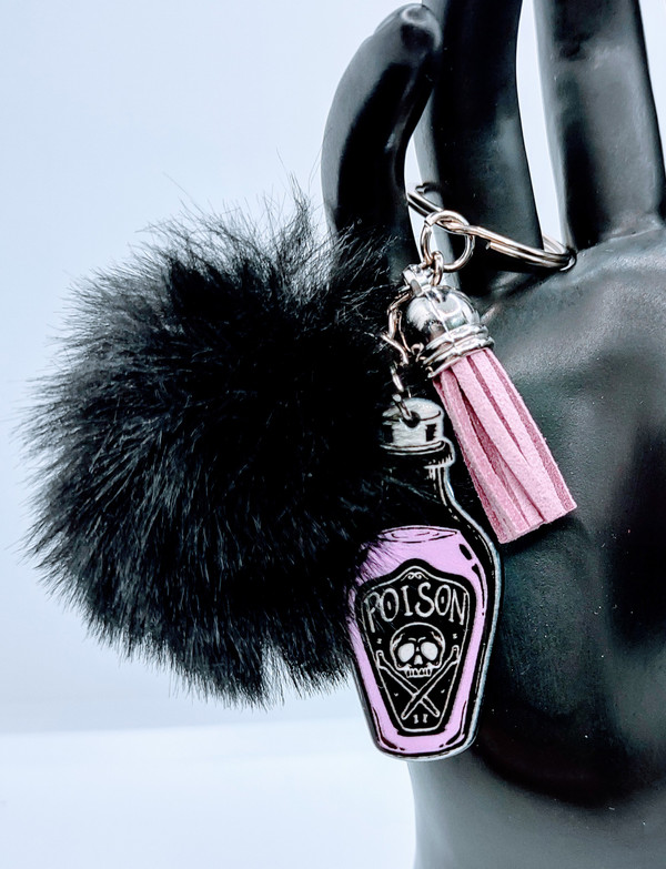 Perfect Potion Acrylic Keychain with Fur and Tassel Charm – view 2