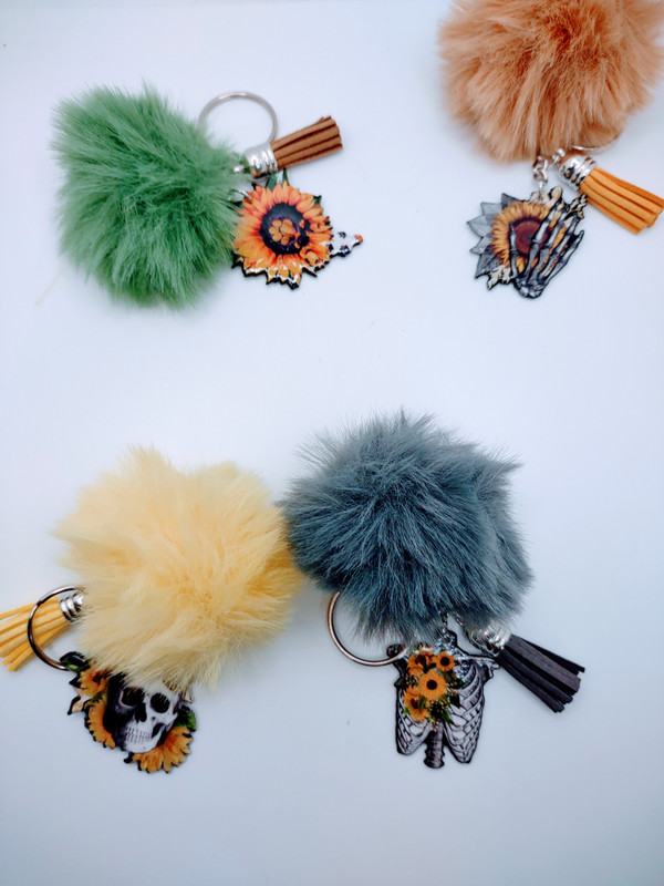 Sun Steps Acrylic Keychain with Fur and Tassel Charm – view 4