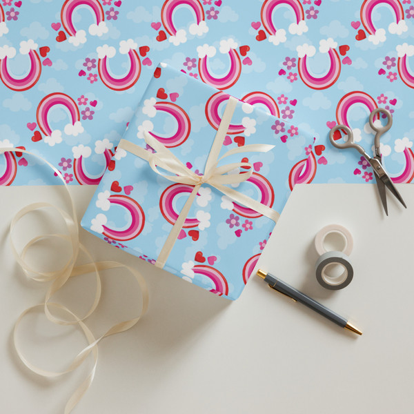 Wrap your gifts in style with these Blue cloud rainbow premium wrapping paper sheets! Get three high-quality, matte-finished sheets and add a touch of elegance to birthdays, anniversaries, and other celebrations.