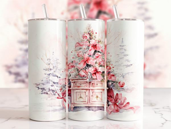 Vintage Pink Holiday & Winter 20 oz Tumblers — multiple seasonal designs