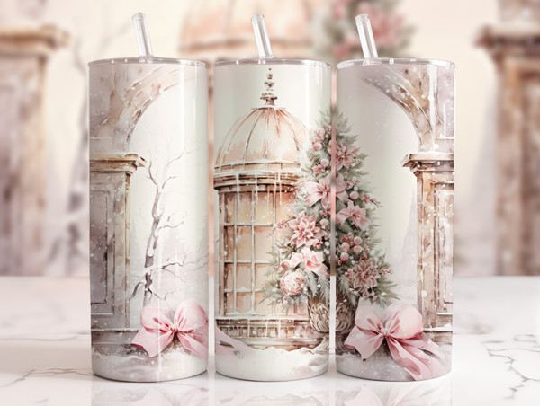 Vintage Pink Holiday & Winter 20 oz Tumblers — multiple seasonal designs