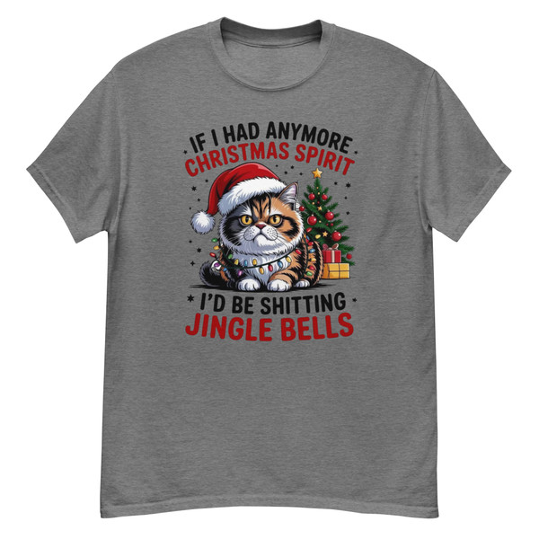 “Crabby Christmas cat t-shirt — humorous holiday graphic tee”