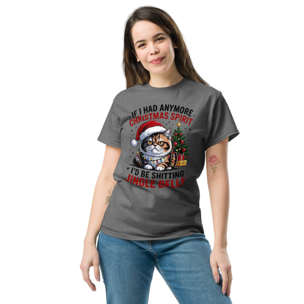 “Crabby Christmas cat t-shirt — humorous holiday graphic tee”