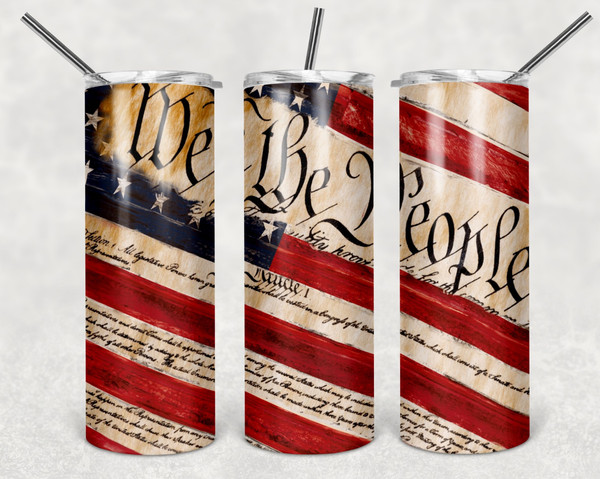 Photos showcase the Rebel Americana Tumblers collection featuring high-resolution full wrap artwork on 20oz skinny stainless steel tumblers. Designs include patriotic Americana themes, rustic textures, freedom-inspired graphics, outdoor lifestyle artwork, edgy rebel aesthetics, and bold statement imagery. Images display multiple tumbler angles, close-up design details, and realistic product mockups to highlight the vibrant sublimation print quality, insulated stainless steel finish, and overall Americana-inspired style.