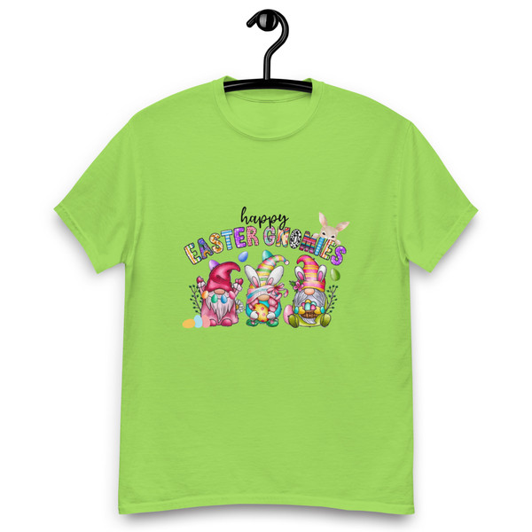 Celebrate Easter in adorable style with our Happy Easter Gnomies Unisex Classic Tee.