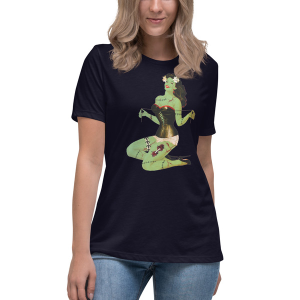 Corset tying Zombie pinup girl Ladies relaxed fit T