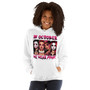 Hoodie featuring Halloween character headshots and the phrase “In October We Wear Pink” in playful pink lettering. Soft, midweight, and cozy with a front pouch pocket and double-lined hood.