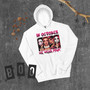 Hoodie featuring Halloween character headshots and the phrase “In October We Wear Pink” in playful pink lettering. Soft, midweight, and cozy with a front pouch pocket and double-lined hood.