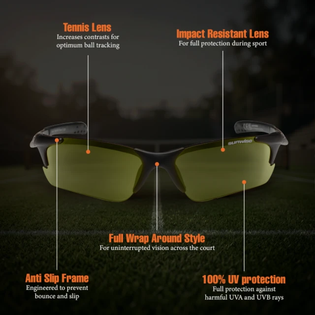Twister Tennis Sunglasses with Interchangeable Lenses - Black
