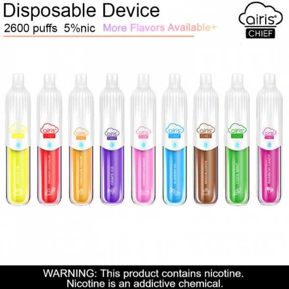 AIRIS CHIEF 5% SALT NICOTINE 7ml/2600 PUFFS DISPOSABLE DEVICE 10ct/DISPLAY