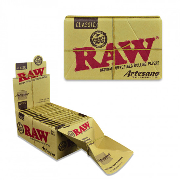  RAW CLASSIC ARTESANO 1 ¼ PAPERS + TIPS + TRAY - 15PK 