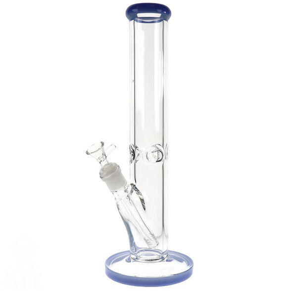 12" SMOKING GLASS CLEAR HEAVY ROUND BASE STRAIGHT TUBE ICE CATCHER WATER PIPE