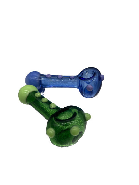  5" 3 BUTTON FRITTED HAND PIPE - ASST. COLORS 