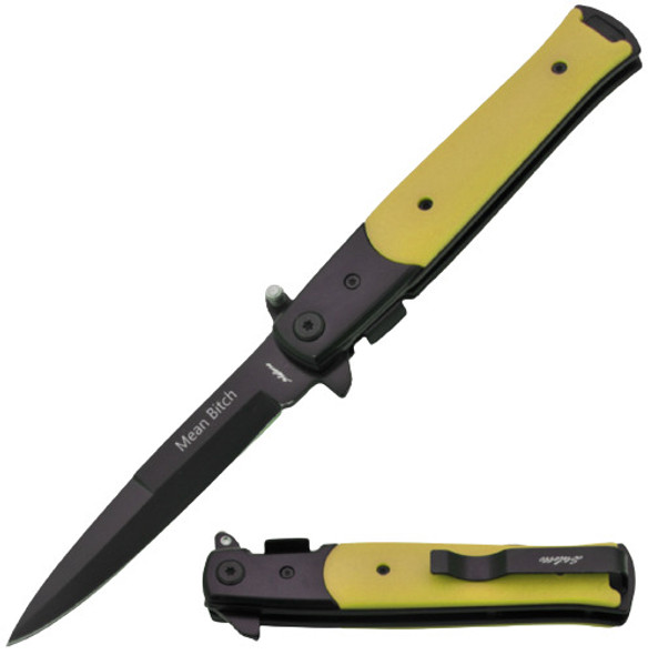  9" GODFATHER STILETTO STYLE FOLDING KNIFE MB (YELLOW) 