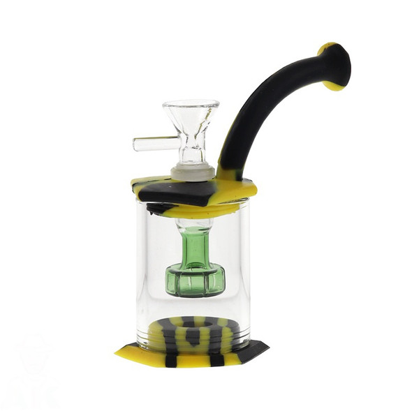 5" SILICON BUBBLER WITH GLASS & SHOWERHEAD PERC (MIX COLORS)