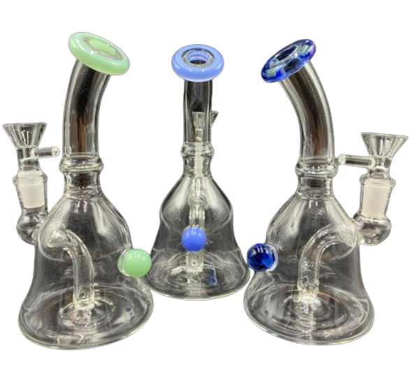 6" BUBBLE WATER PIPE W/ 14MM BOWL ASST. COLORS